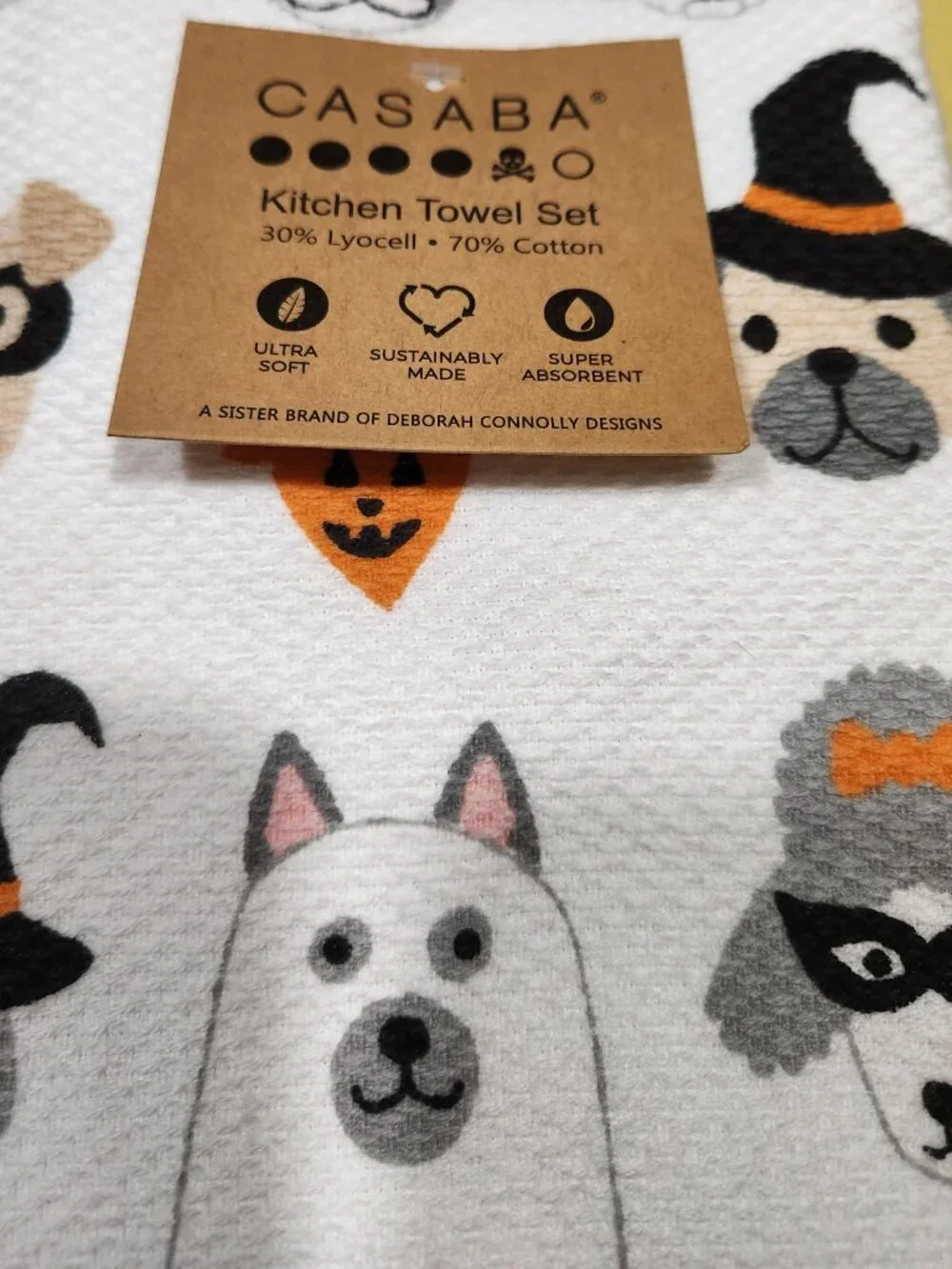 Set 3 Casaba Halloween Kitchen Towel Set Dog Theme